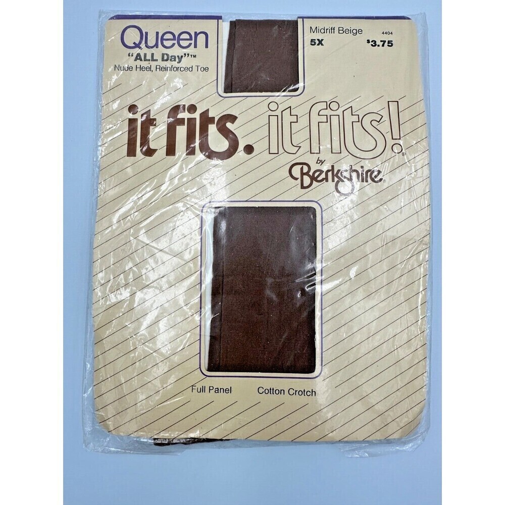 Vtg Berkshire it fits it fits! Queen "All Day" Nude Heel Reinforced Toe 5X Beige